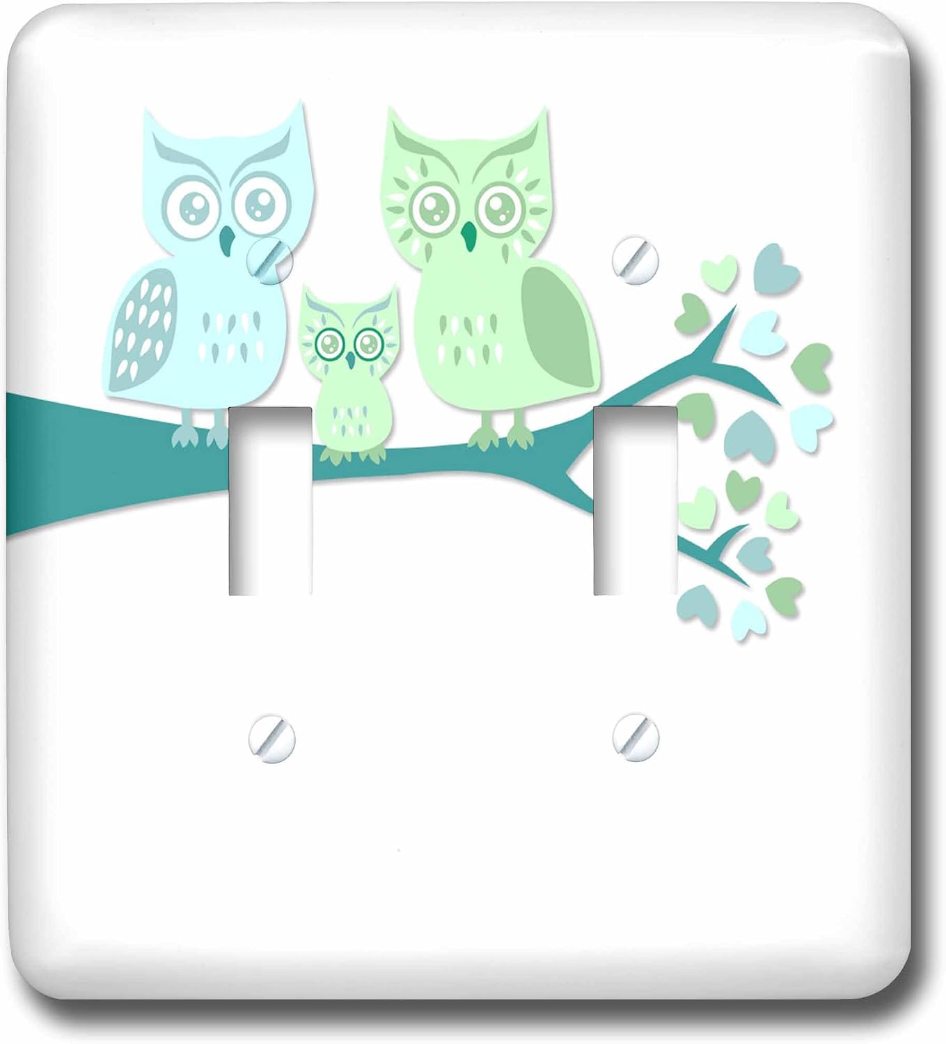 3dRose LLC lsp_128533_1 Cute Owl Family with Baby Boy, Blue and Green Single Toggle Switch