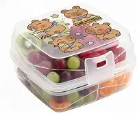 Lancheira Dupla Com Divisórias Recipiente Para Alimentos Lanche e Refeições Marmita Dupla Infantil Capivara Transparente