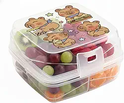 Lancheira Dupla Com Divisórias Recipiente Para Alimentos Lanche e Refeições Marmita Dupla Infantil Capivara Transparente