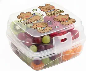 Lancheira Dupla Com Divisórias Recipiente Para Alimentos Lanche e Refeições Marmita Dupla Infantil Capivara Transparente