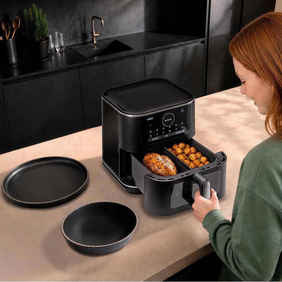 Braun MultiFry 7 - Friggitrice ad Aria 8L, 20 Programmi, 2200W, Nero Opaco