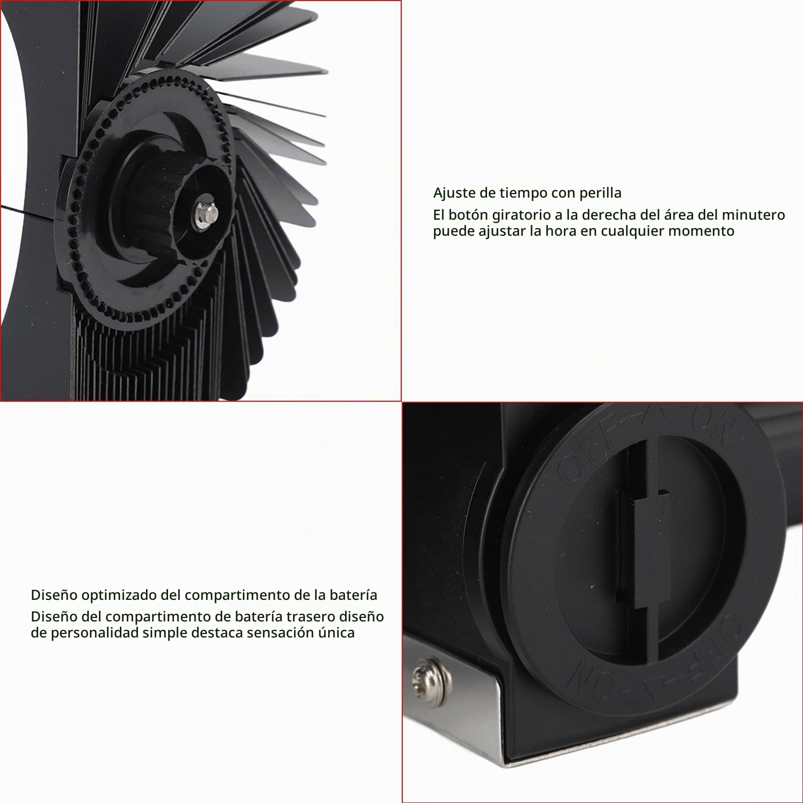 Flip Clock Digital, Reloj de Escritorio con Estante de Estilo Retro, Pantalla Digital Mecánica con Pilas, con Tarjetas Desmontables, Números Grandes, para Sala de Estar, (Black