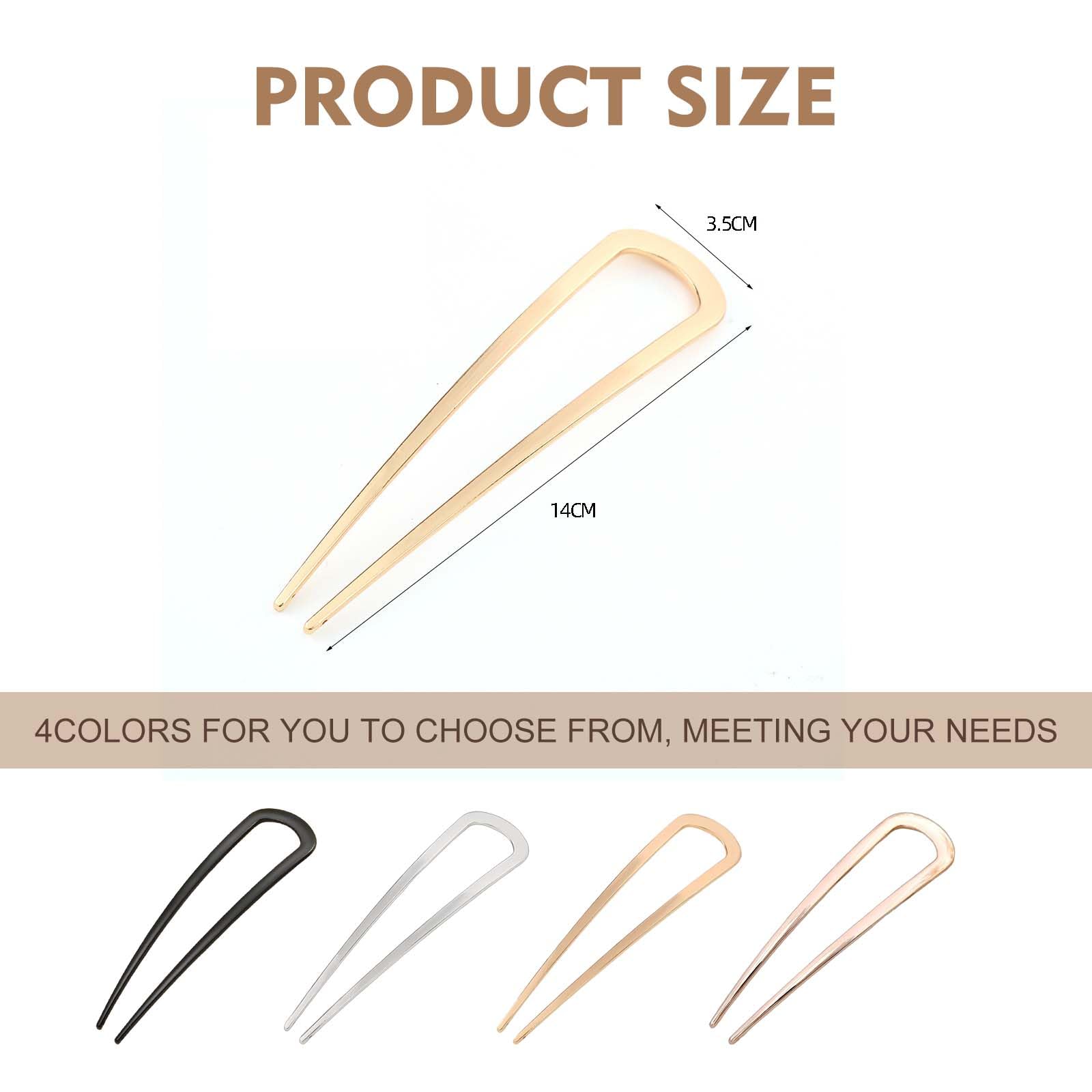 Xanthelle Hair Pins, 4 Metal French Pin Hair Clips in Silver Rose Gold Matte Black Gold - Image 2