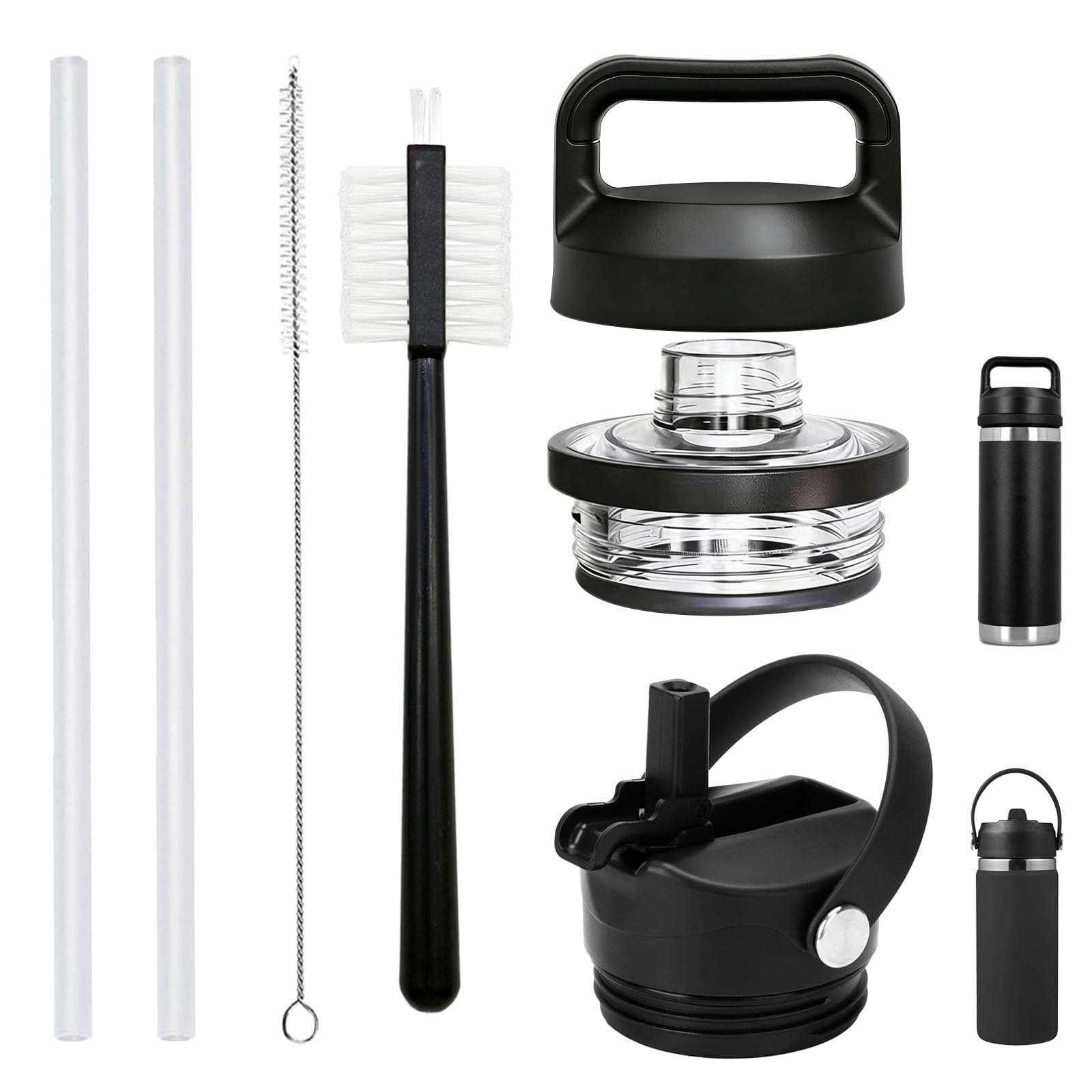 Photo 1 of Tumbler Lid Replacement for Yeti Rambler, 2-in-1 Flip Top & Sip Lid Set with 2 Straws, Cleaning Brushes, BPA-Free ABS Leak-Proof Lid for Hot/Cold Drinks, Commute Hiking Driving, Ideal for Adults
