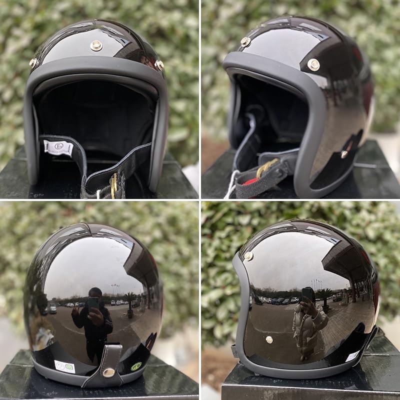 Miniatura 4 de GJH Casco de motocicleta Jet Cafe Recer 500TX estilo unisex, casco 34 Chopper Bobber, tecnología japonesa, hecho a mano, casco de motocicleta de 3