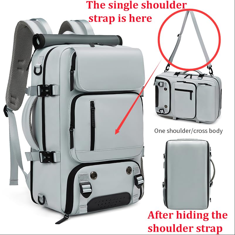 Woman travel backpack,waterproof 16 inch Business Laptop Backpack with Shoe Bag Hidden USB charging port Hiking backpack (grey)3