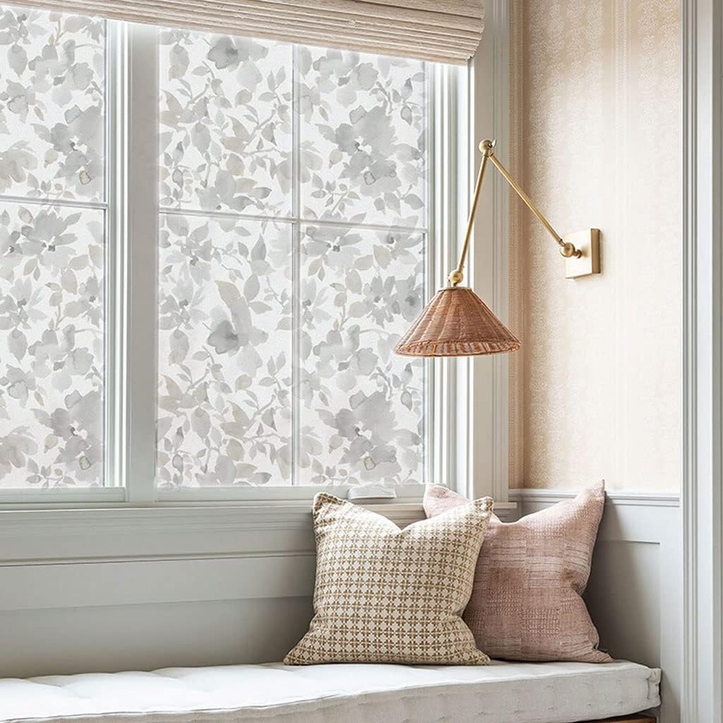 Window Privacy Film Window Film Window Film Flower Pattern Decorative Glass Sticker Window Sliding Door Film Privacy Static Frosted Anti-Peeping Film Blackout Window Film Window Films
