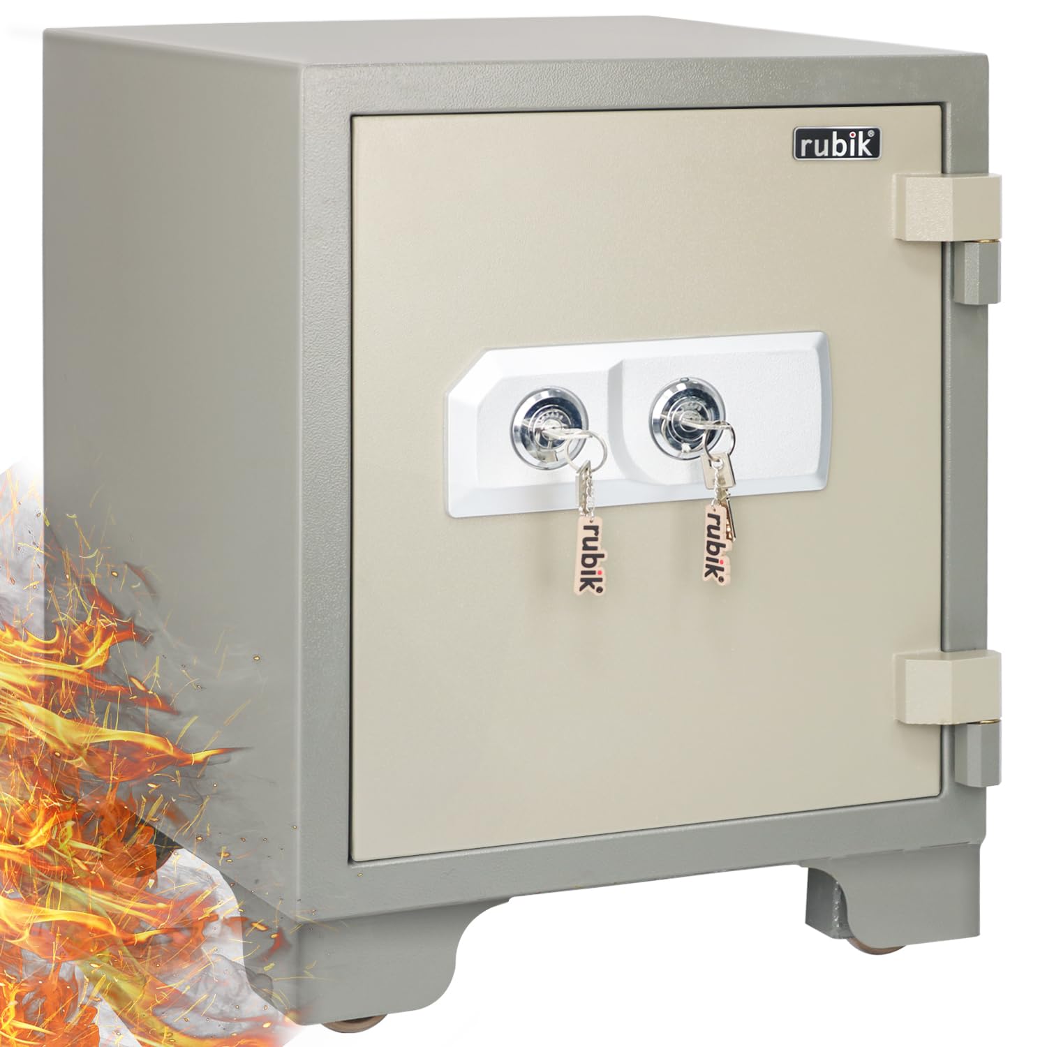 Fireproof Safe Box 102Kg, Dual Key Lock Operated, 2 Hours Fire Rated Safety Locker, A4 Documents Friendly, RB-580LB (58x45x45cm)