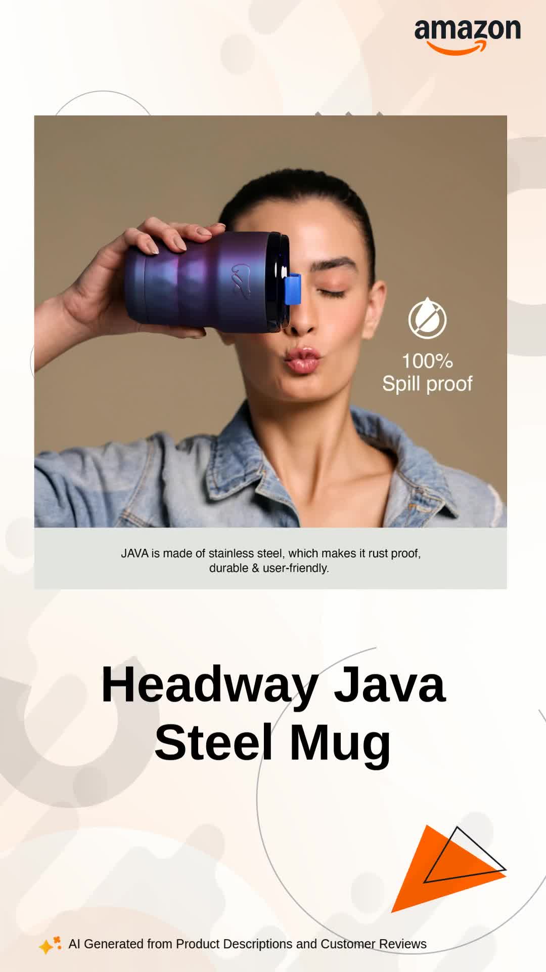 Headway Java 600 Stainless Steel Mugs Cosmic Grey 600 ml - 2 Years