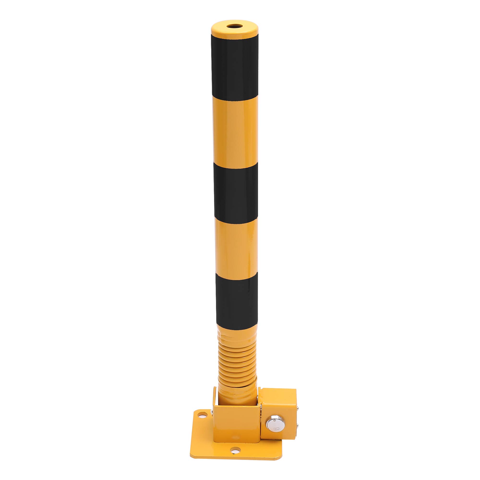 TOPWAY Bolardo de Bloqueo de Espacio para Estacionamiento de Automóviles con Resorte, Bloqueable Plegable Poste de Barrera de Parking de Coche, Amarilla y Negro, 60cm de Altura
