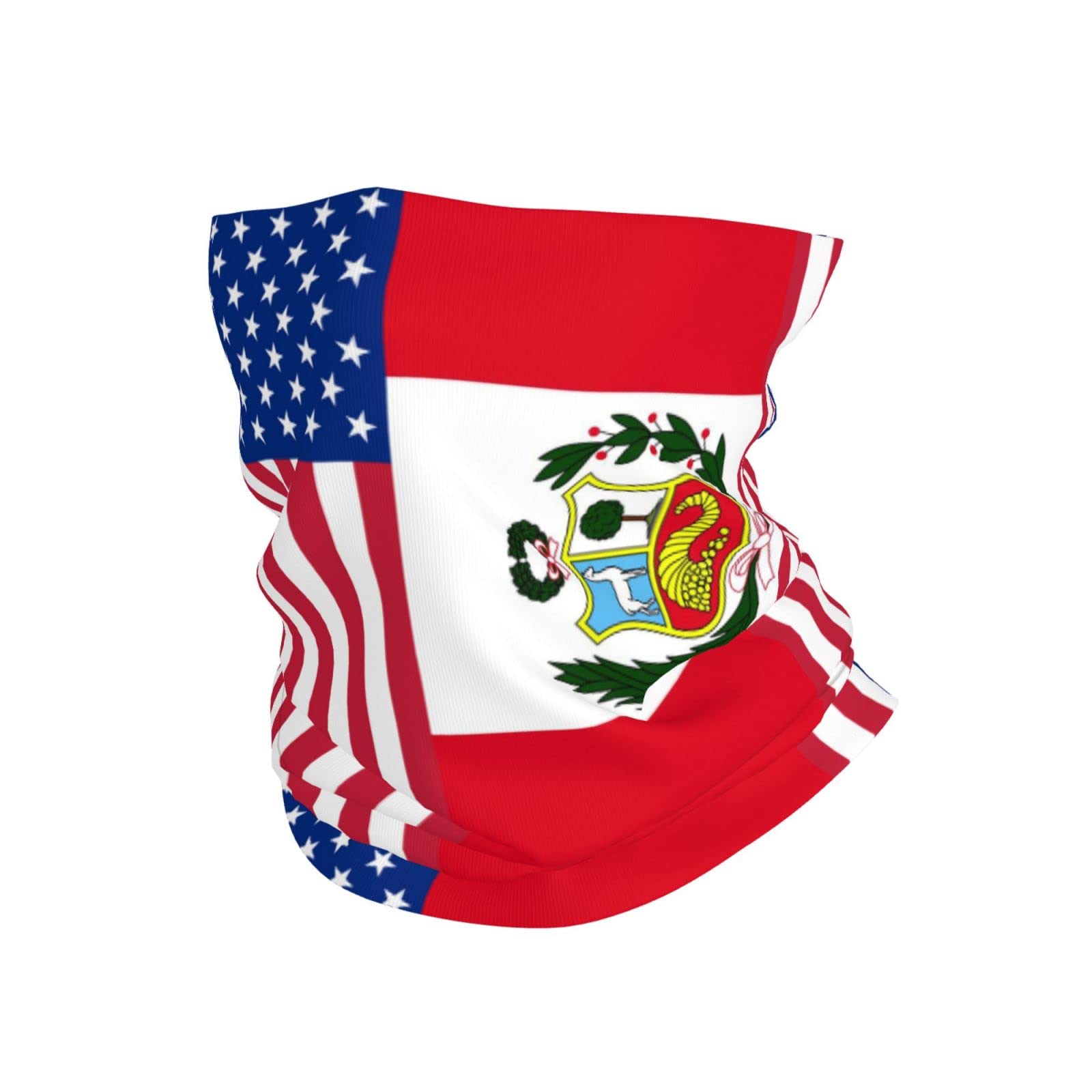 Peru American Flag Neck Gaiter Face Mask, Sun Dust Protection Neck Wraps Balaclava, Reusable Masks Scarf Bandana Multicolor