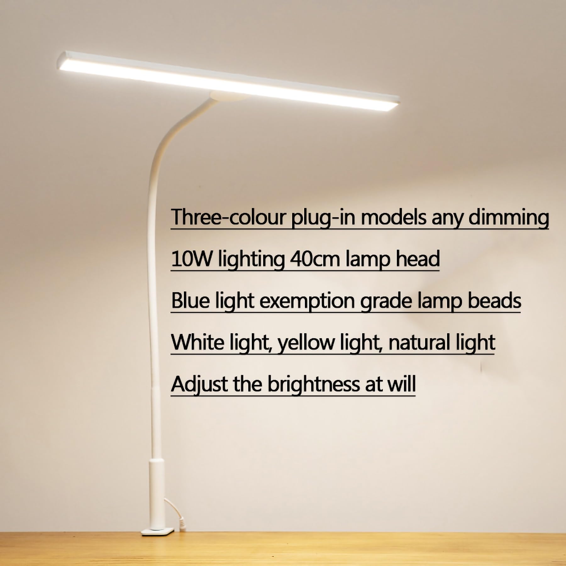 Lampa robocza LED do komputera do domowego biura, regulacja jasności temperatury barwowej 3000–6000 K z regulowanymi ramionami obrotowymi i ściemnianą lampką na biurko LED ze sterowaniem dotykowym (C