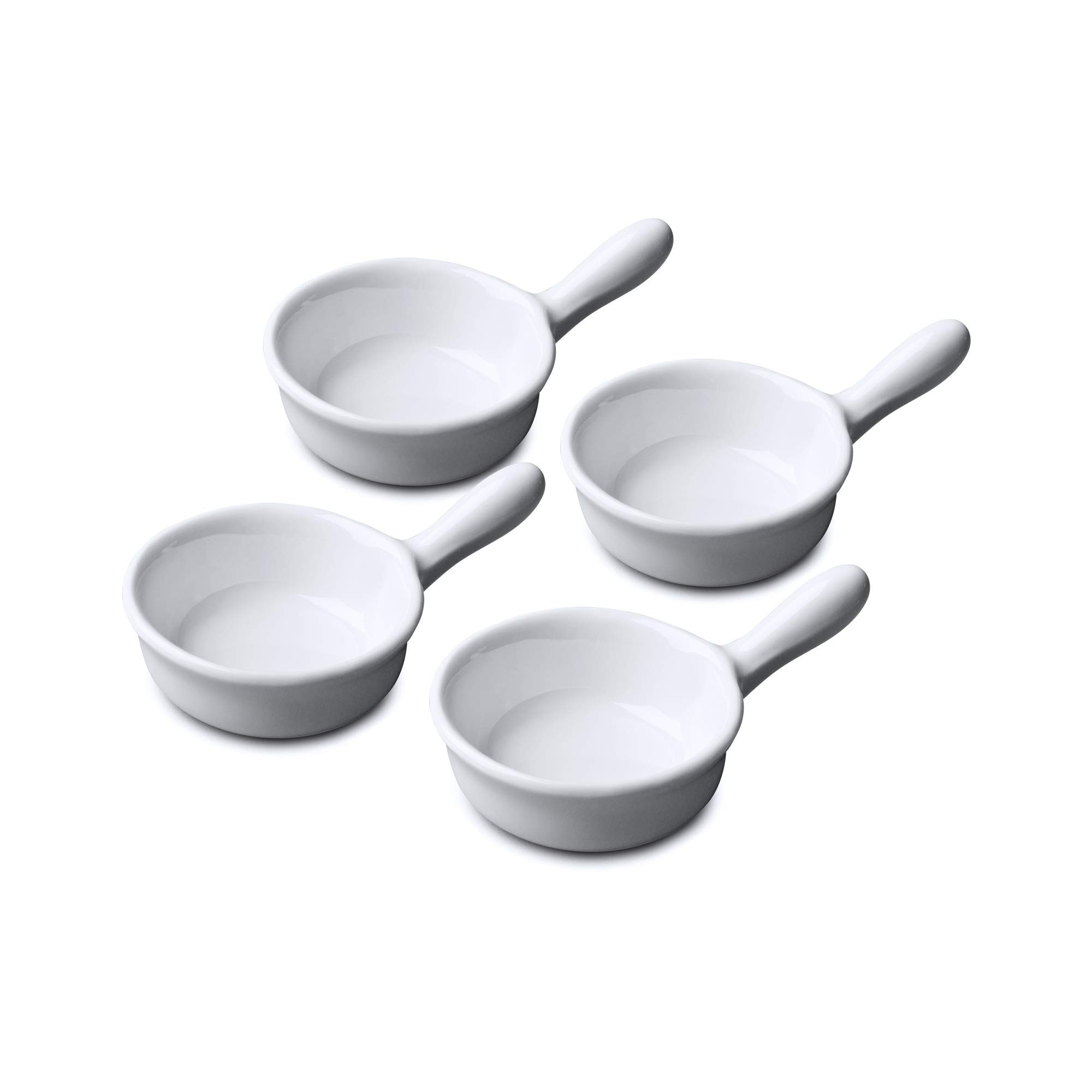 WM Bartleet & Sons Porcelain Mini Serving Dish with Handle Set of 4 - White