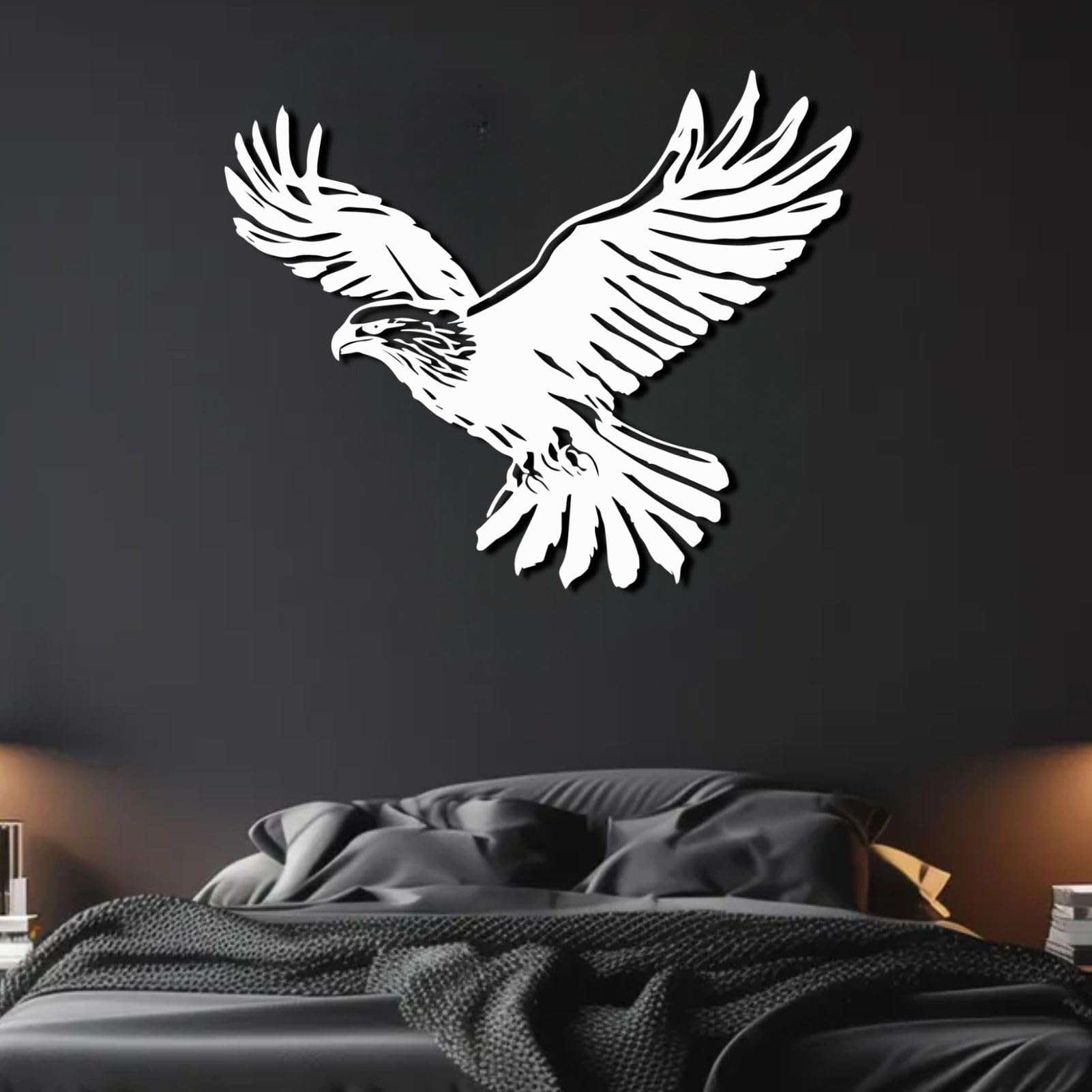 Arte in metallo: Aquila, stile faunistico per soggiorno, finitura nera