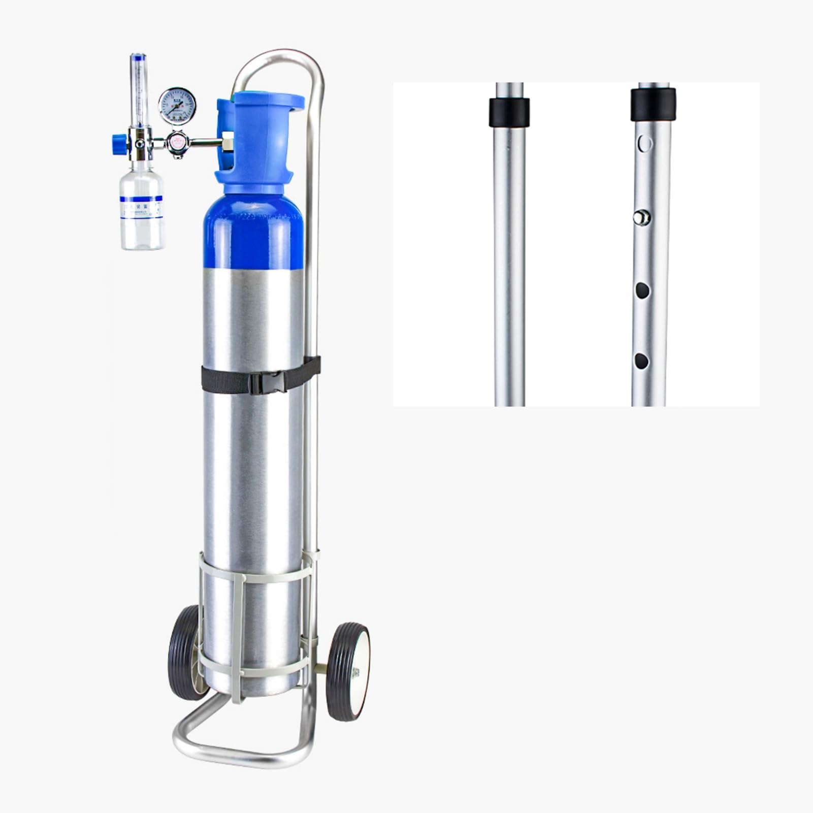 Gas cylinder trolley, Oxygen Cylinder Rack 2 Wheel Small Tank Cart Dolly, Height Adjustable, Simply Trolley to Carry Gas(Diameter 12cm(4 3/4"))