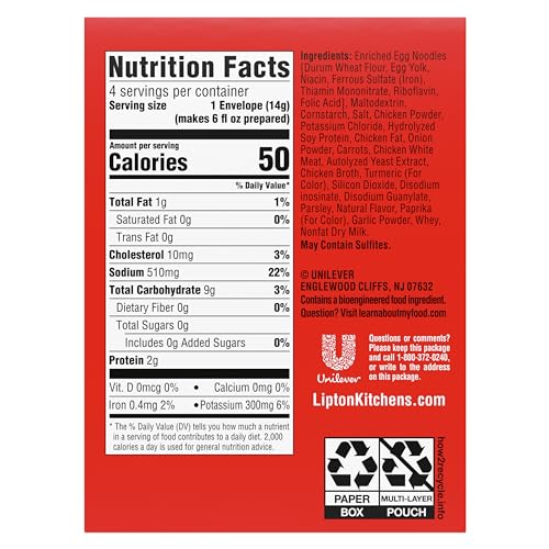 Image of SOUP SECRETS Lipton Cup-a-Soup Instant Soup Chicken Noodle 4 Count For a Warm Cup of Soup Made With Real Chicken Broth Flavor 1.8 oz, 7.2 Ounce (Pack of 12)