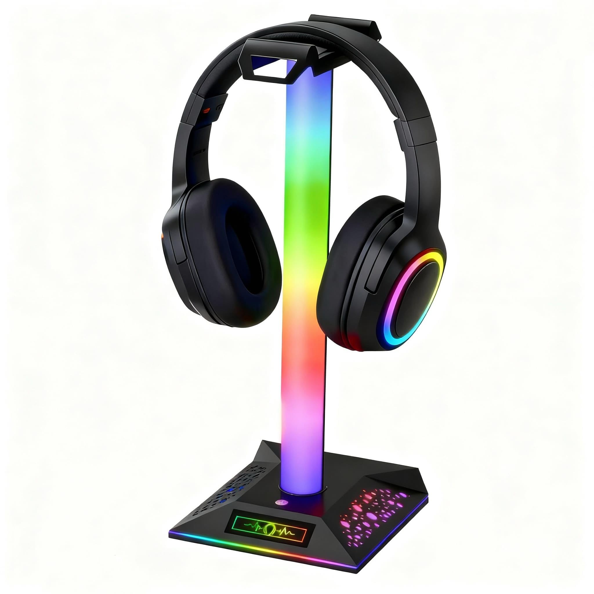 Supporto per cuffie da gioco RGB, supporto per cuffie a LED con 10 modalità di illuminazione, supporto per cuffie per ragazzi, accessori da gioco da scrivania per PC, regali per giocatori