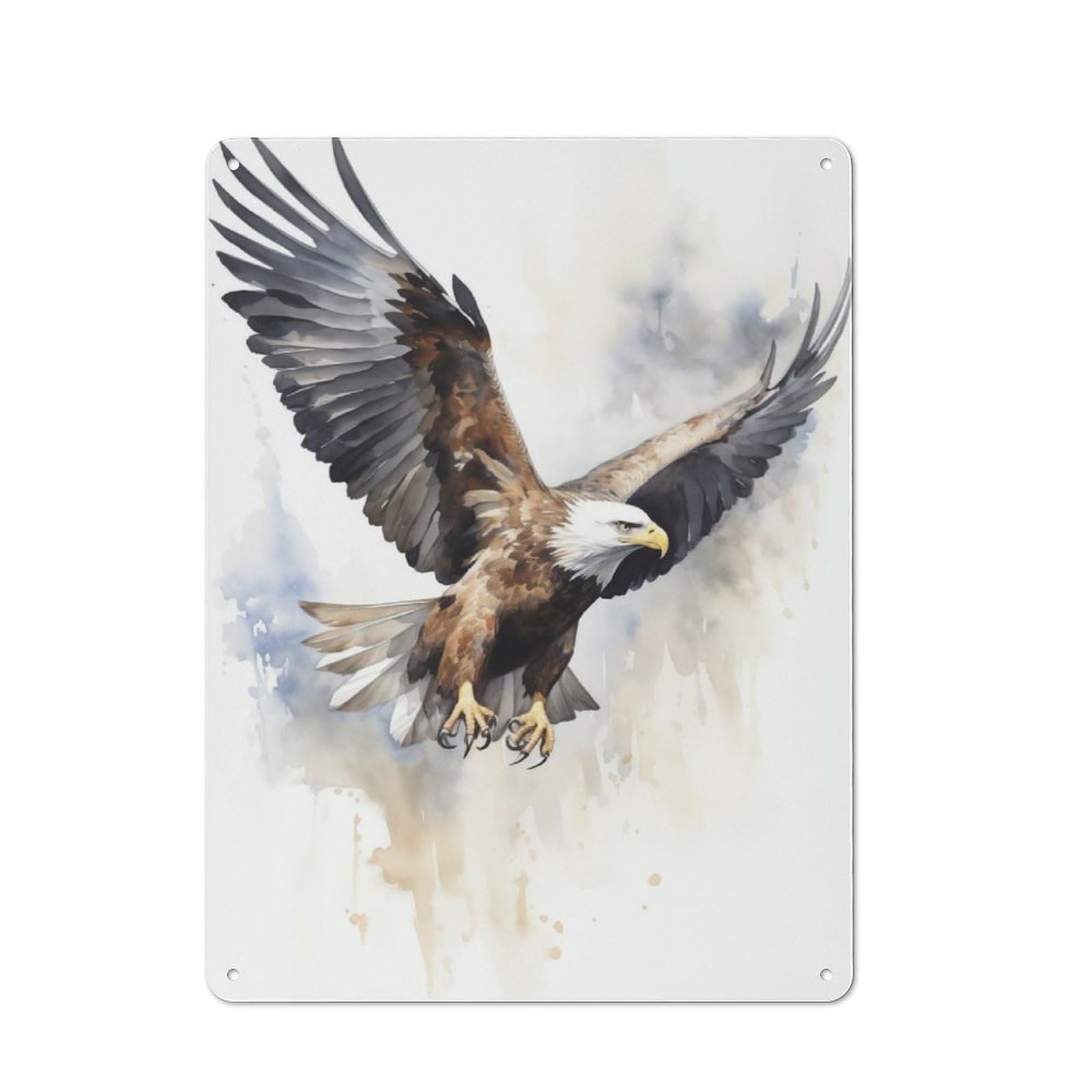 Junmoney Eagle Watercolor Printed Metal Sign 40X30cm For Studio Or Craft Room, For Creative-Space Collectors