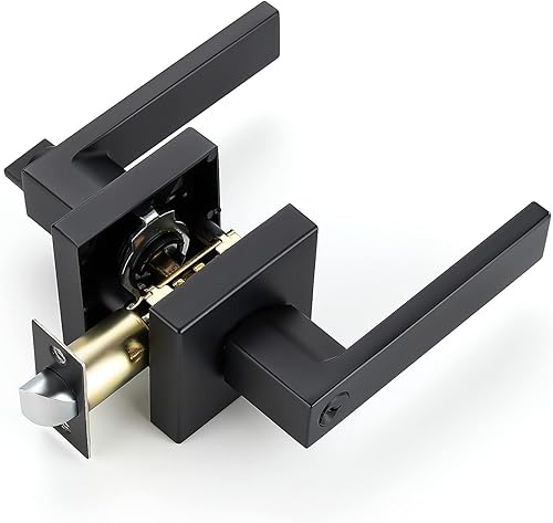 Ravinte Paquete de 6 manijas de puerta de alta resistencia para cerradura de puerta, manijas cuadradas para puerta de derecha a la izquierda, juego