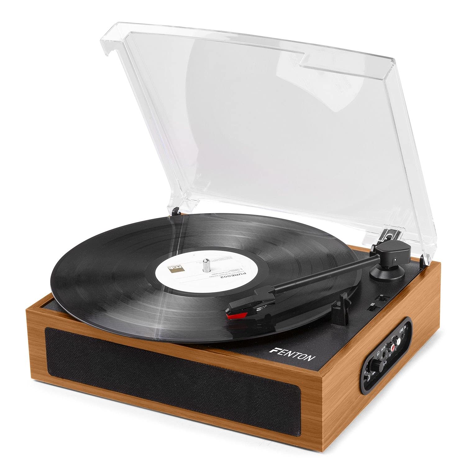 Fenton RP170L Platine Vinyle Bluetooth avec Valise de Rangement - Bois Clair, Haut-Parleurs Intégrés, Sortie Ligne et Casque, Une Platine Idéale pour Décorer et Écouter Vos Vinyles