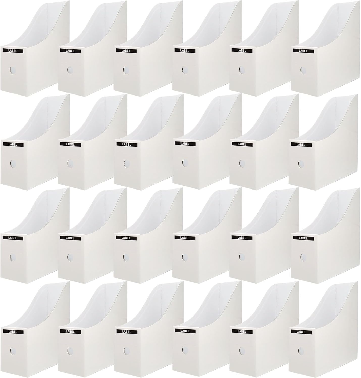 24 Pack White Cardboard Magazine File Holder for Desk, Shelves, Office or Home, Vertical Book Bins for Classroom and Library Use, 10.6'' H×10.2'' L ×3.5''W Folder Organizer Box White 24 Pack