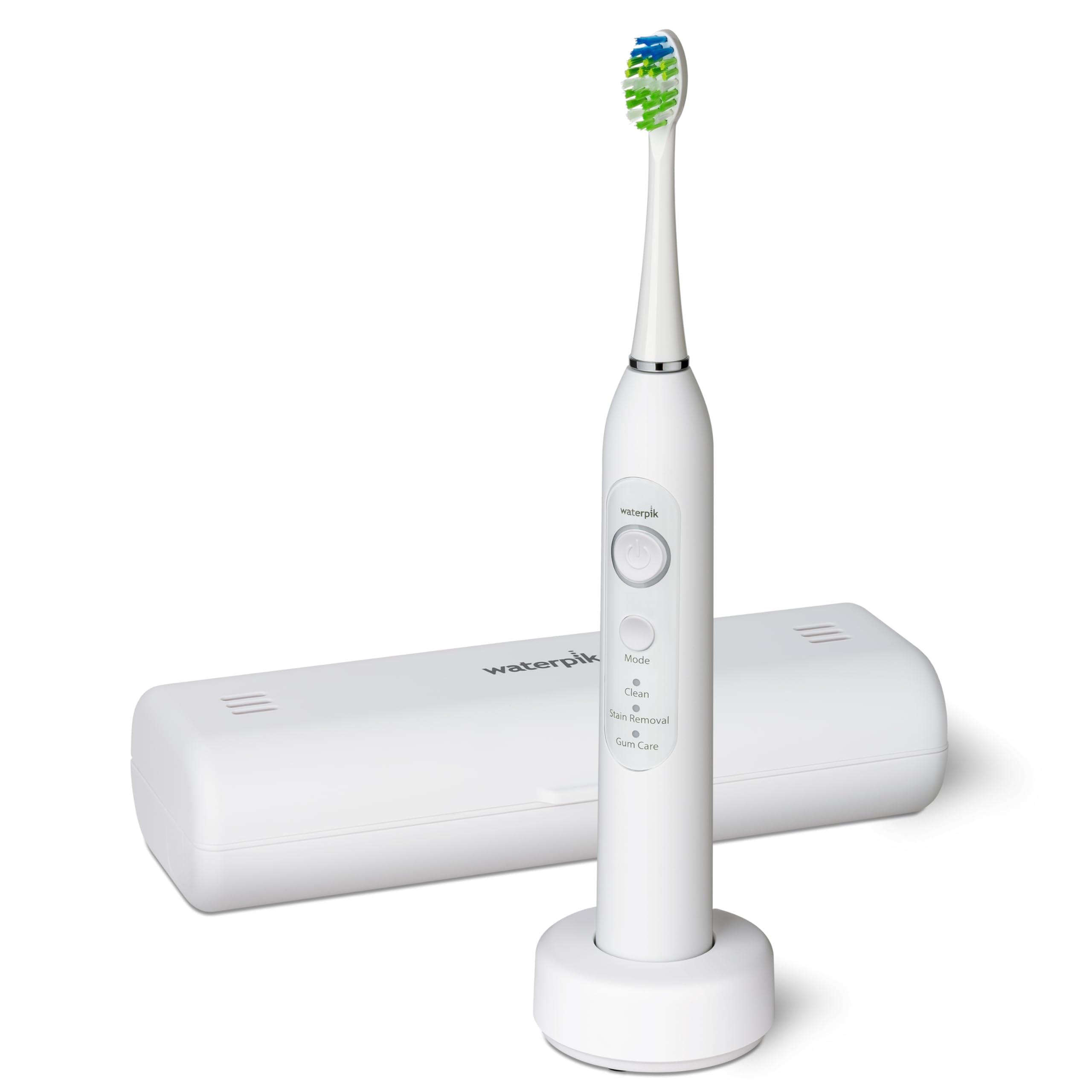 Waterpik Sensonic Cepillo de Dientes Sónico Eléctrico para Adultos con 3 Modos de Higiene, Batería Recargable, Estuche de Viaje, Cargador USB, Color Blanco STW-03EU