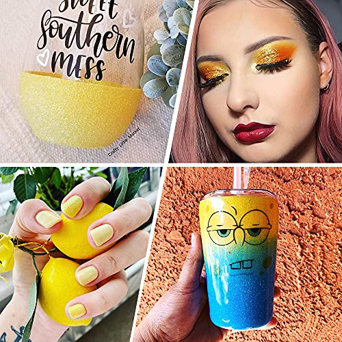 Iridescent Glitter Powder, 150G Multi Purpose Dust Powder For Arts & Crafts, Ultra Fine Glitter For Nail Decoration Face Eye Body Hair And Festival Weddings Flowers (Neon Yellow) #TOP6