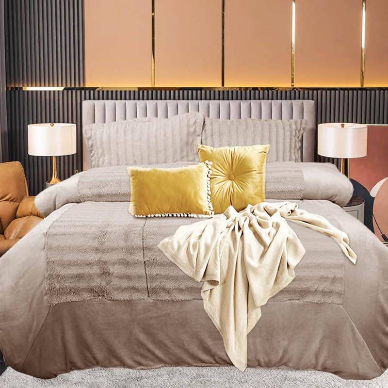 Cozy Haven Quilt Roma Bedspread 2 Pieces Set – Coverless Quilted Stripes Motif Bedspread, Comforter Throw, Summer and All-Season Lightweight Bedding Sets, with 2 Pillow Shams (Super King, Beige)