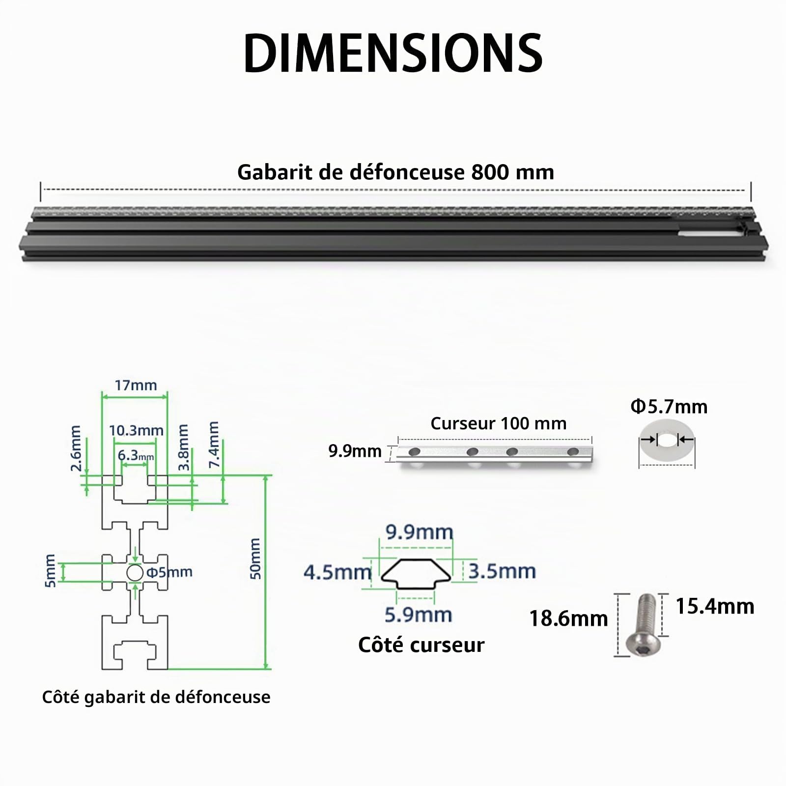 4 pièces Gabarit de fraisage réglable 800 x 800 mm, Guide de fraisage et gabarit pour défonceuse, aide de fraisage en bois pour rainures carrées et rectangulaires