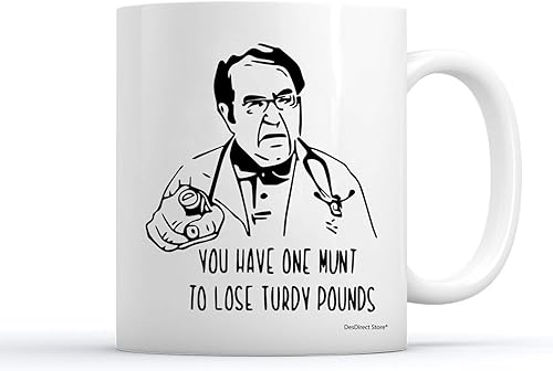 Miniatura 2 de DesDirect Store Taza de café con texto en inglés "You Have One Munt to Lose Turdy Pounds Dr Now", taza de té blanco y negro, 11 onzas