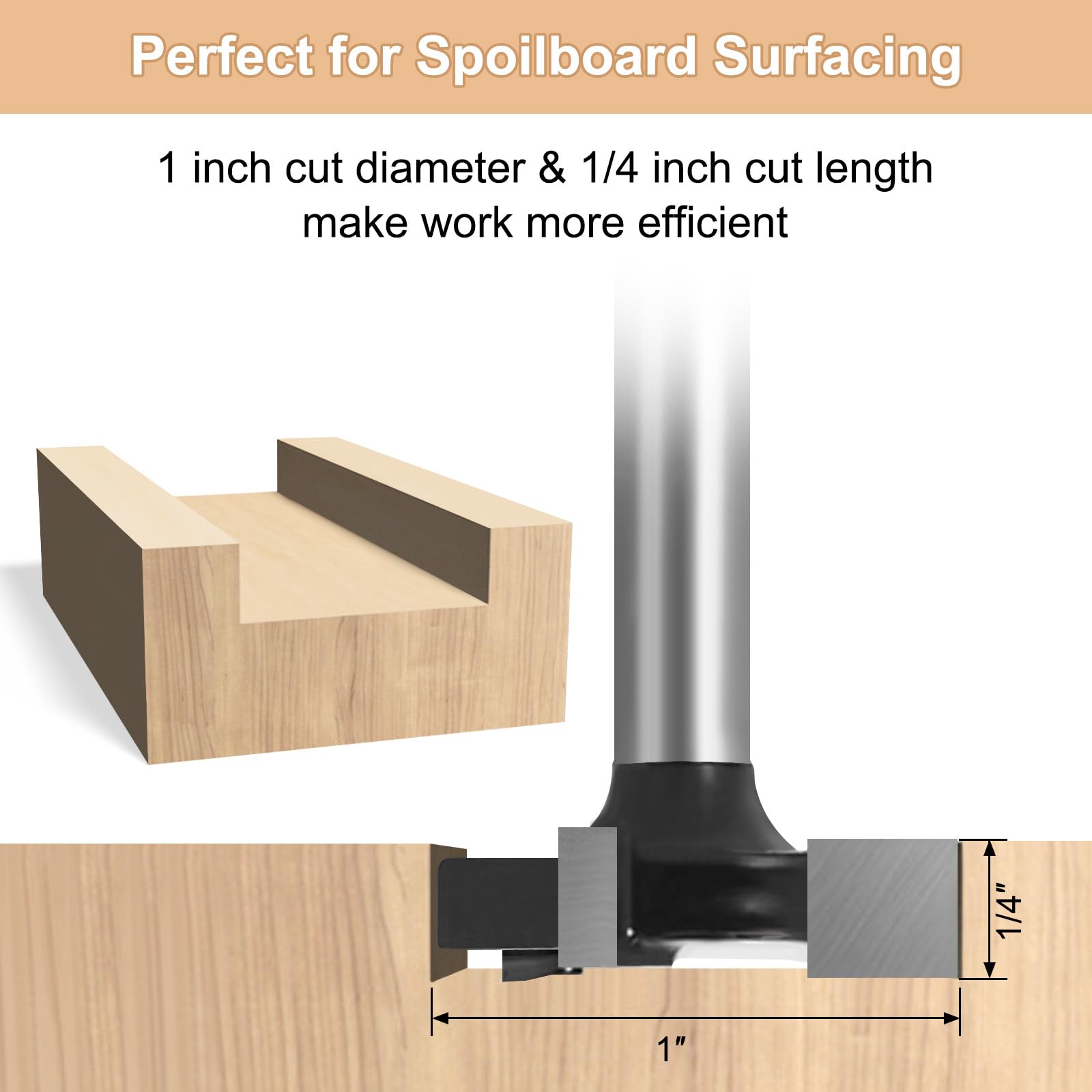 CNC Spoilboard Surfacing Router Bits, 1/4 inch Shank - Image 2