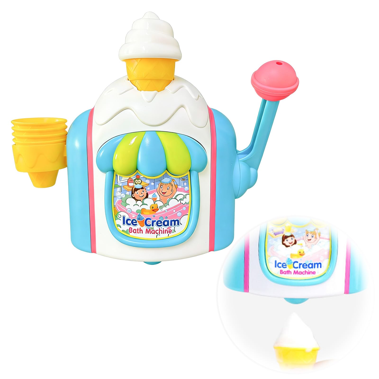 BRTNUP Bath Bubble Machine, Multicolor Ice Cream Foam Maker for Tub Shower