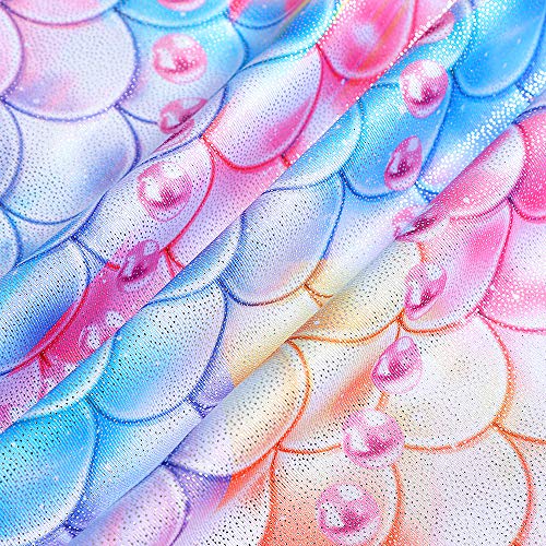 Leotards for Girls Gymnastics Toddler Dance Biketards Mermaid Unicorn Athletic Dance Wear Shiny Rainbow Blue Hotpink