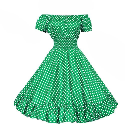 Maggie Tang 50s Vintage Swing Rockabilly Pinup Party Polka Dots Dress Green S