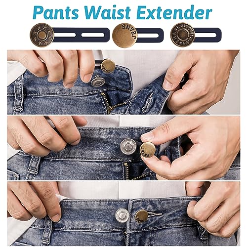 Button Extenders for Jeans, 16 pcs Extender Button Set for Men or Women Waistband Extender Buttons for Jeans Pants Collar, No Sew Instant Waistband Extender Buttons - Thumbnail 6