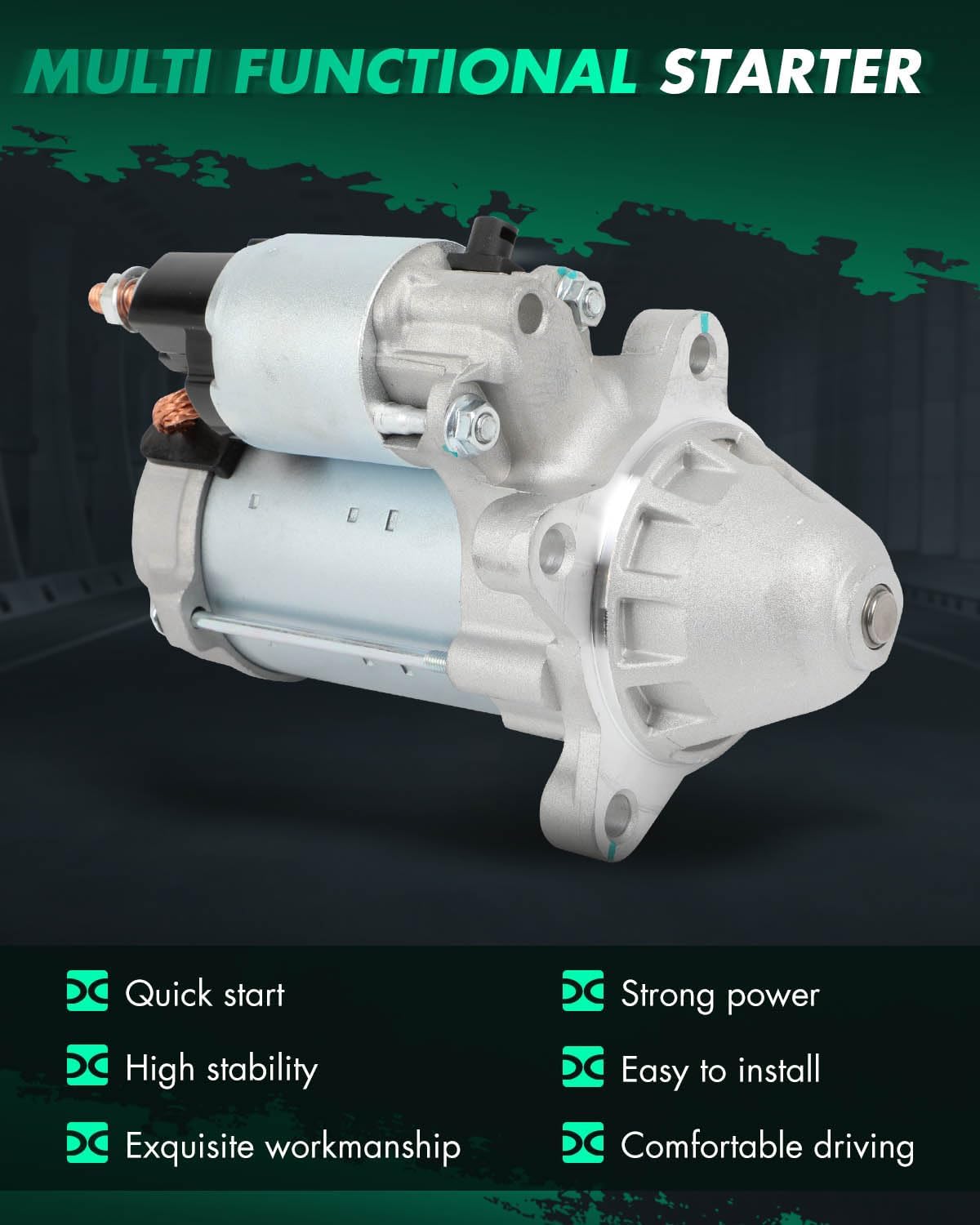 SCITOO Starter Motor 19247 for Ford for E-150 4.6L 5.4L 2013-2014 for E-250 for E-350 Super Duty 5.4L 6.8L 2013-2015 for E-450 Super Duty 5.4L 6.8L 2013-2015 12V 1.6kW CW 12-Tooth Pinion PMGR