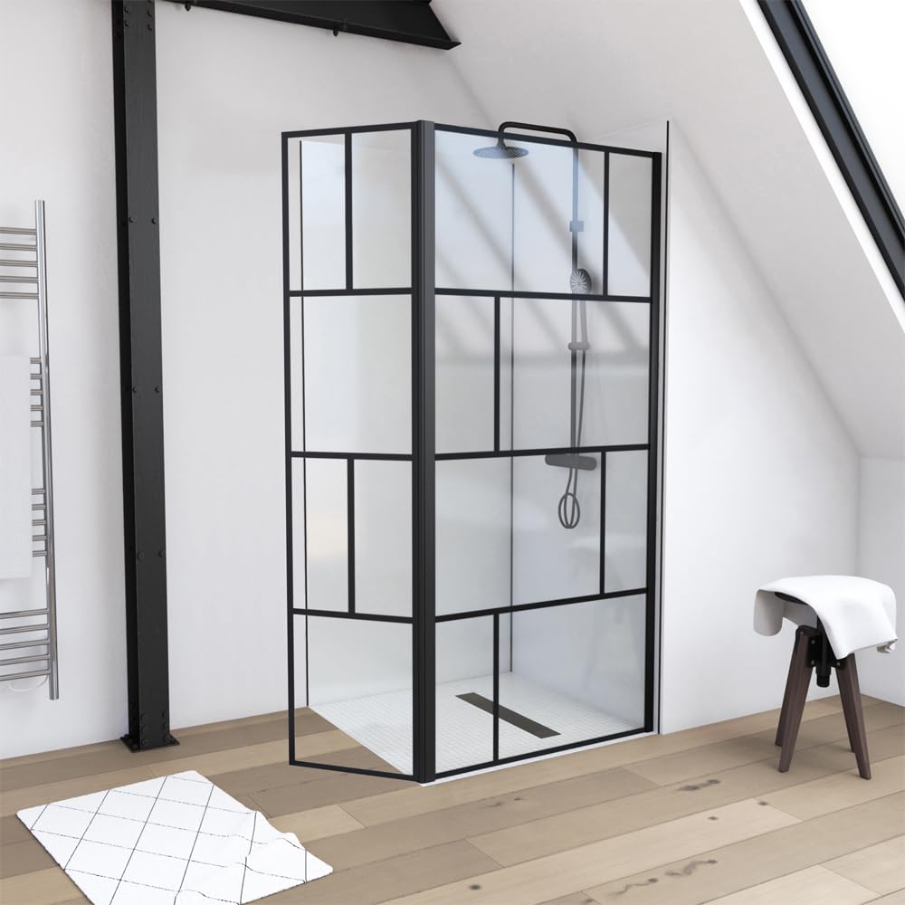 MARWELL Duschwand im modernen Design 90 + 40 x 195 cm