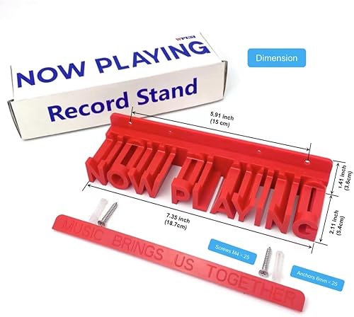 Miniatura 19 de Soporte de pared para discos de vinilo Now Playing, soporte de exhibición de discos para discos de vinilo y estantes flotantes de discos LP (Lvory)