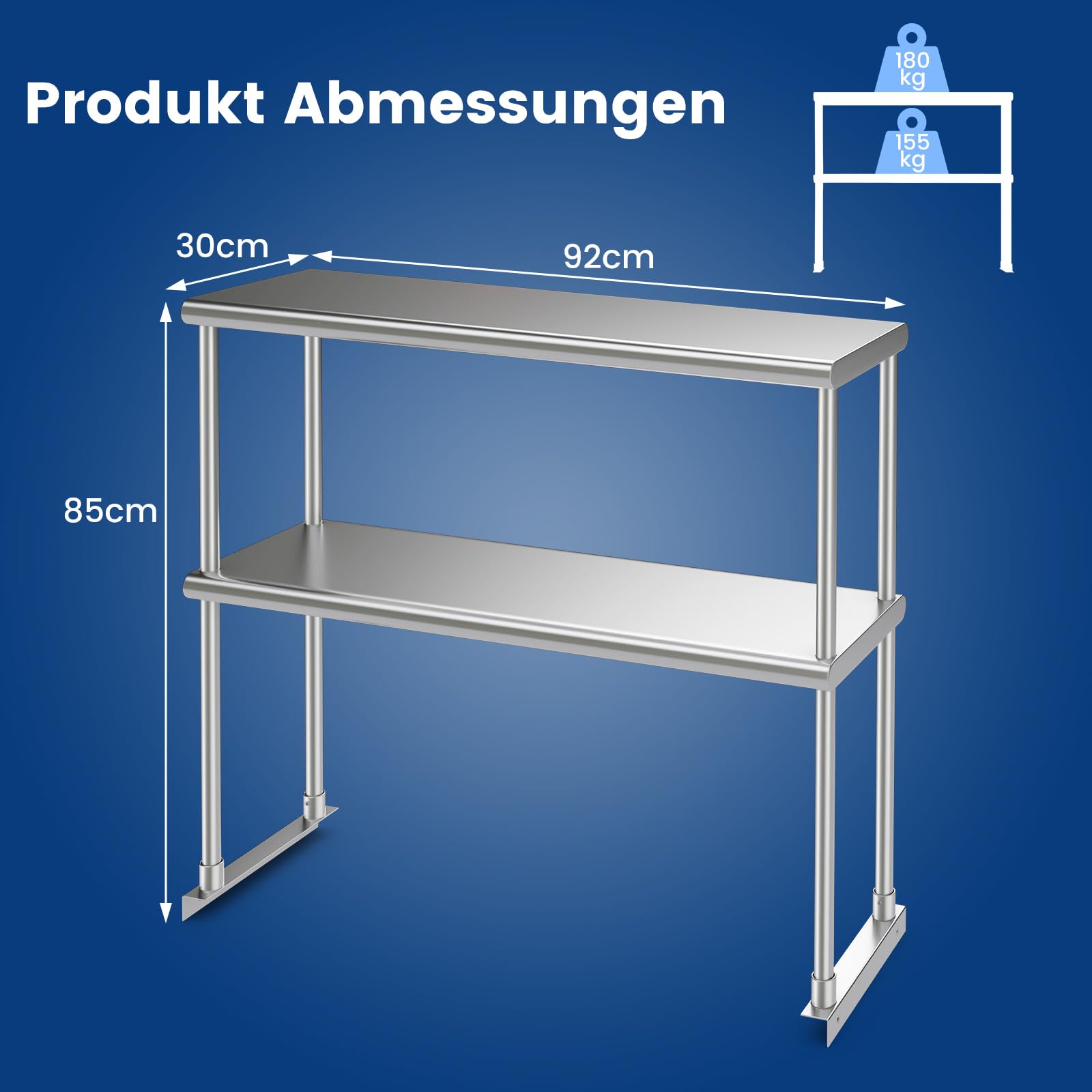 COSTWAY Opzetbord roestvrij staal, werktafel, opzetbord, keukentafel