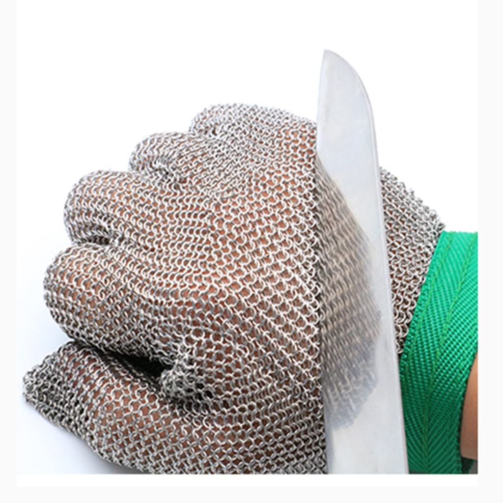 Guanti da Lavoro Antitaglio Guanti Di Cotta Di Maglia Dell'acciaio Inossidabile, Guanti Di Sicurezza Da Giardinaggio Da Taglio Da Cucina Guanti Resistenti Al Taglio, Cinturino Da Polso Regolabile
