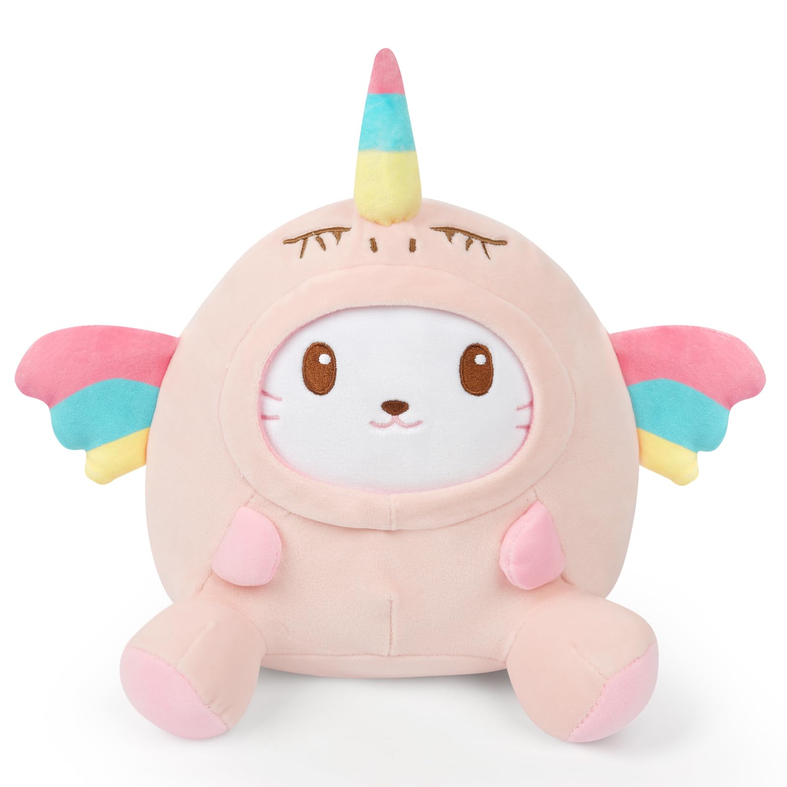 JIAJEGTGTCute Cat Plush Pillow, 8" Cat Plush Stuffed Animal Toy, Soft Cat Plushies Doll, Kawaii Plush Cat with Costume for Boys and Girls Decorative Gift