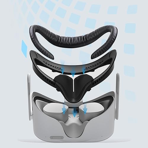 Miniatura 6 de Compatible con Oculus Quest 2 - Soporte de repuesto de piel sintética VR para Meta Quest 2, a prueba de sudor, cómodo cojín para la cara, accesorios