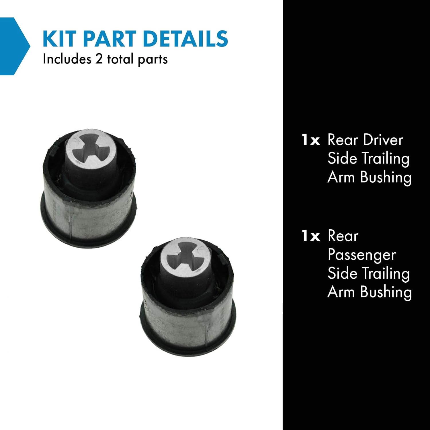 TRQ Rear Axle Trailing Arm Bushing Set PAIR 1J0501541C for VW Beetle Golf Jetta TT