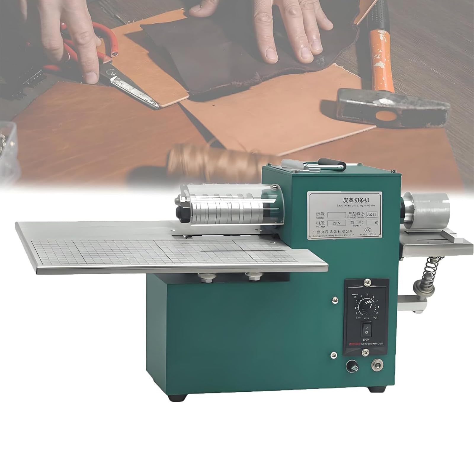 MYUYEE Leather Strip Cutter Machine, 60W Electric Strap Splitter with Adjustable Width