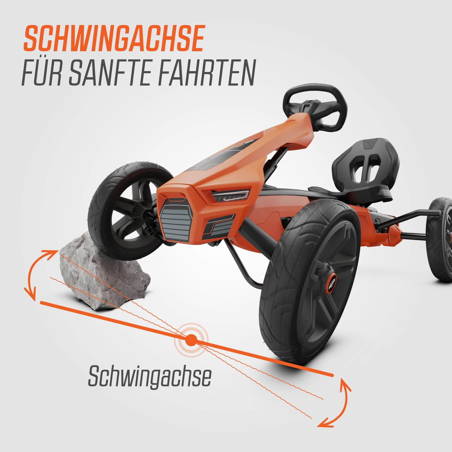 BERG Rally NRG Orange | Gokart für Kinder ab 4 Jahre | Pedal-Gokart | Tretfahrzeug mit verstellbarem Sitz | Robustes Kinderfahrzeug für draußen