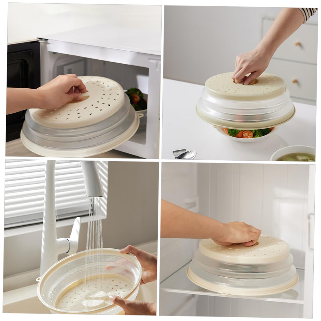 4 Fundas para Microondas Cubierta de Comida Antisalpicaduras Reutilizables para Cocina Color Aleatorio