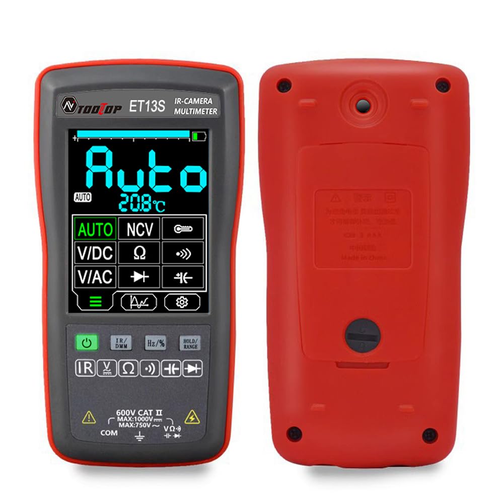 TOOLTOP ET13S Wärmebildkamera 192 * 192 Optionales Makroobjektiv Wärmebildkamera Multimeter 9999 Zählungen Spannung Arbeitszyklus Dio Ohm Test  1420