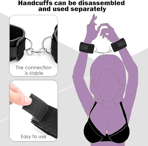 Miniatura 5 de Esposas peludas para adultos para dormitorio, kit de amarres de mano sexual, pulseras sexuales, juguetes sexuales, barra de esparcidor de bondage,