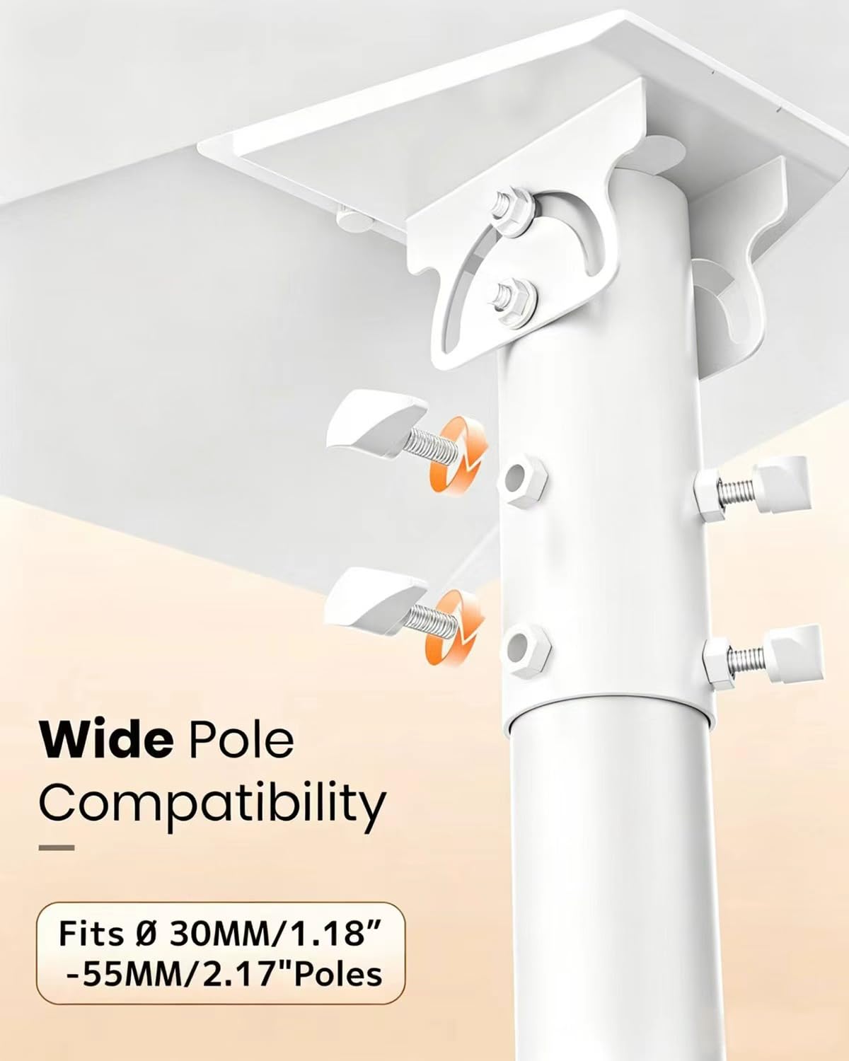 Adaptateur de tube Starlink Gen 3 à 360° - Blanc - Support de mât V3 - Plaque de montage pour toit - Compatible avec antenne standard Starlink - Convient pour mâts de 28 à 54 mm