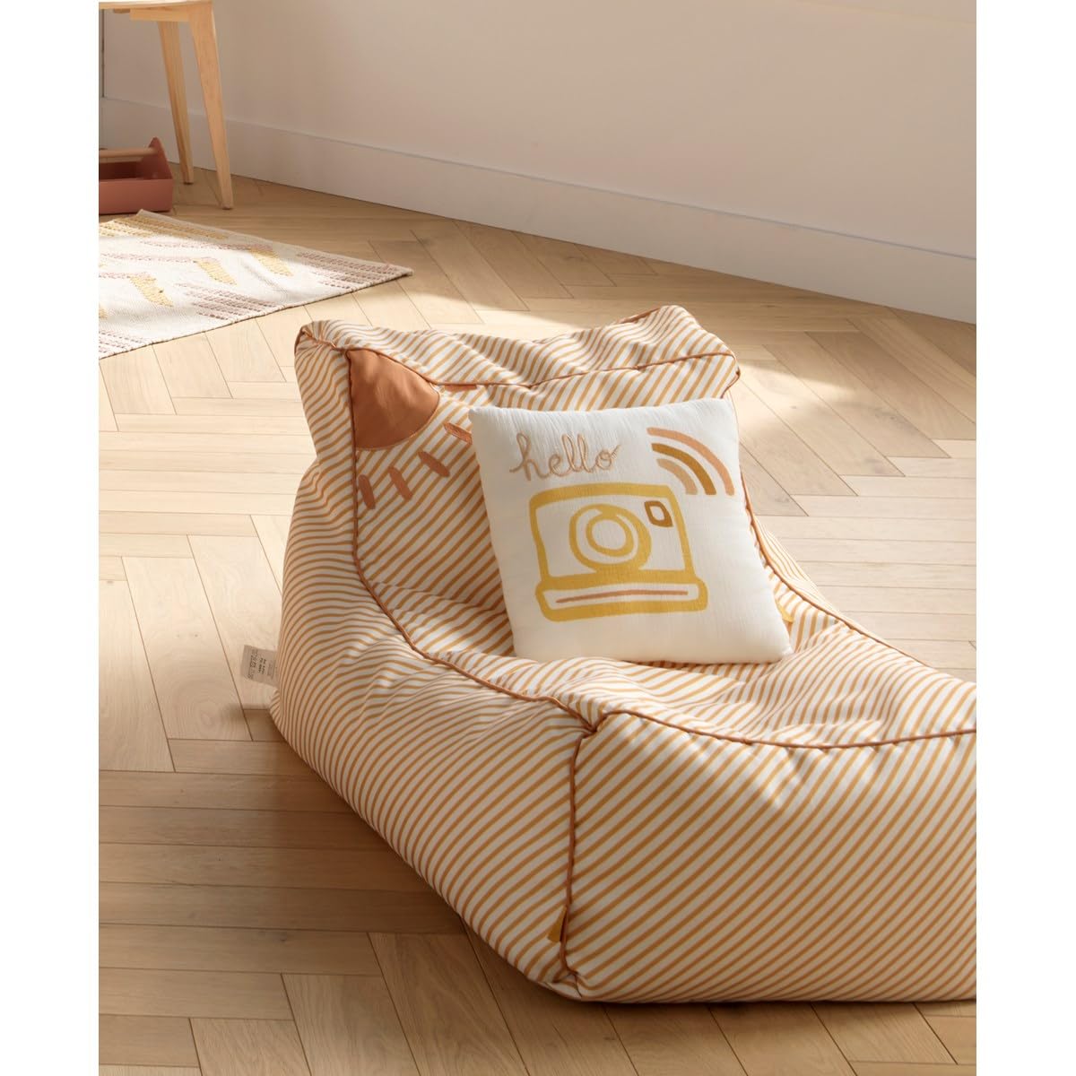 Sauthon Fauteuil Pouf 75x45cm Blanc Polyester